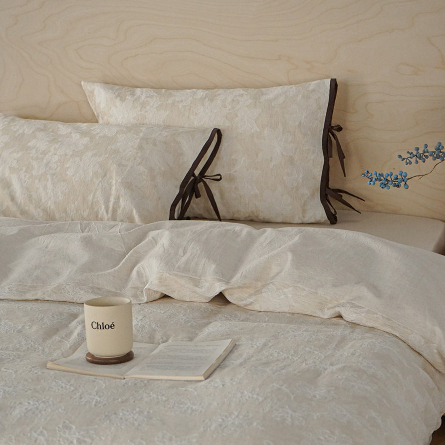 Linen Blend Textured Jacquard Bedding Set