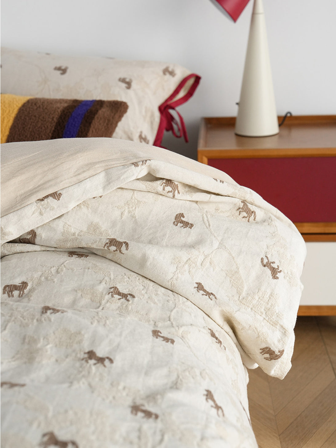 Linen Blend Jacquard Horse Bedding Set
