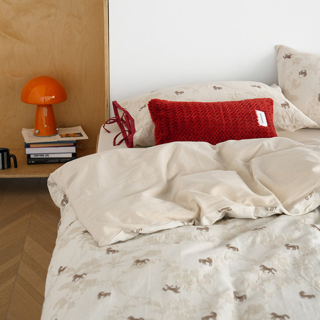 Linen Blend Jacquard Horse Bedding Set