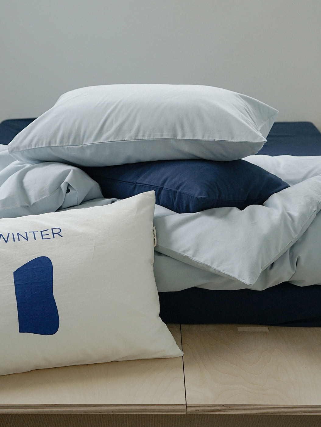 Blue Colorblock Brushed Bedding Set