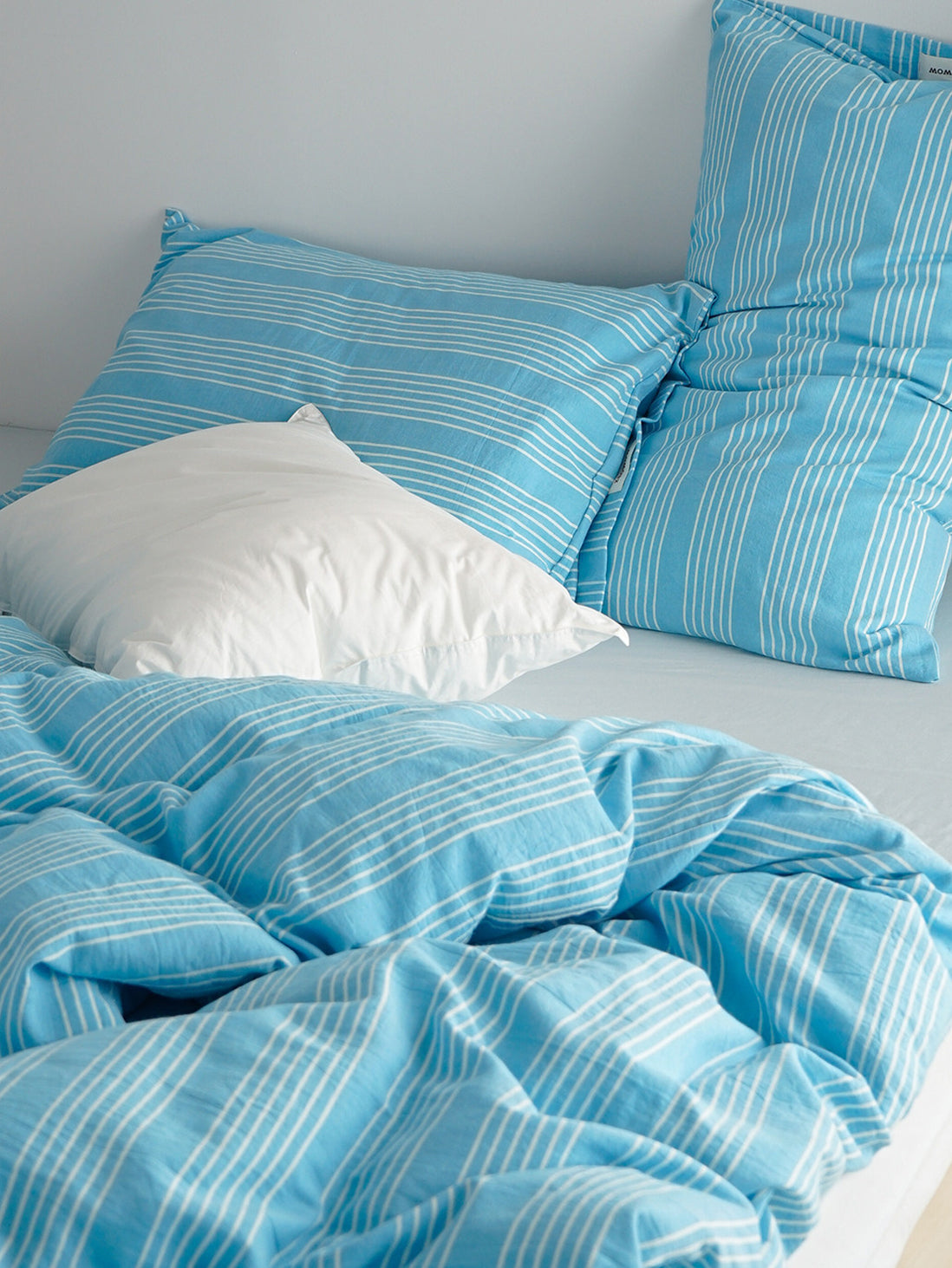 Blue Stripe Sateen Cotton Bedding Set