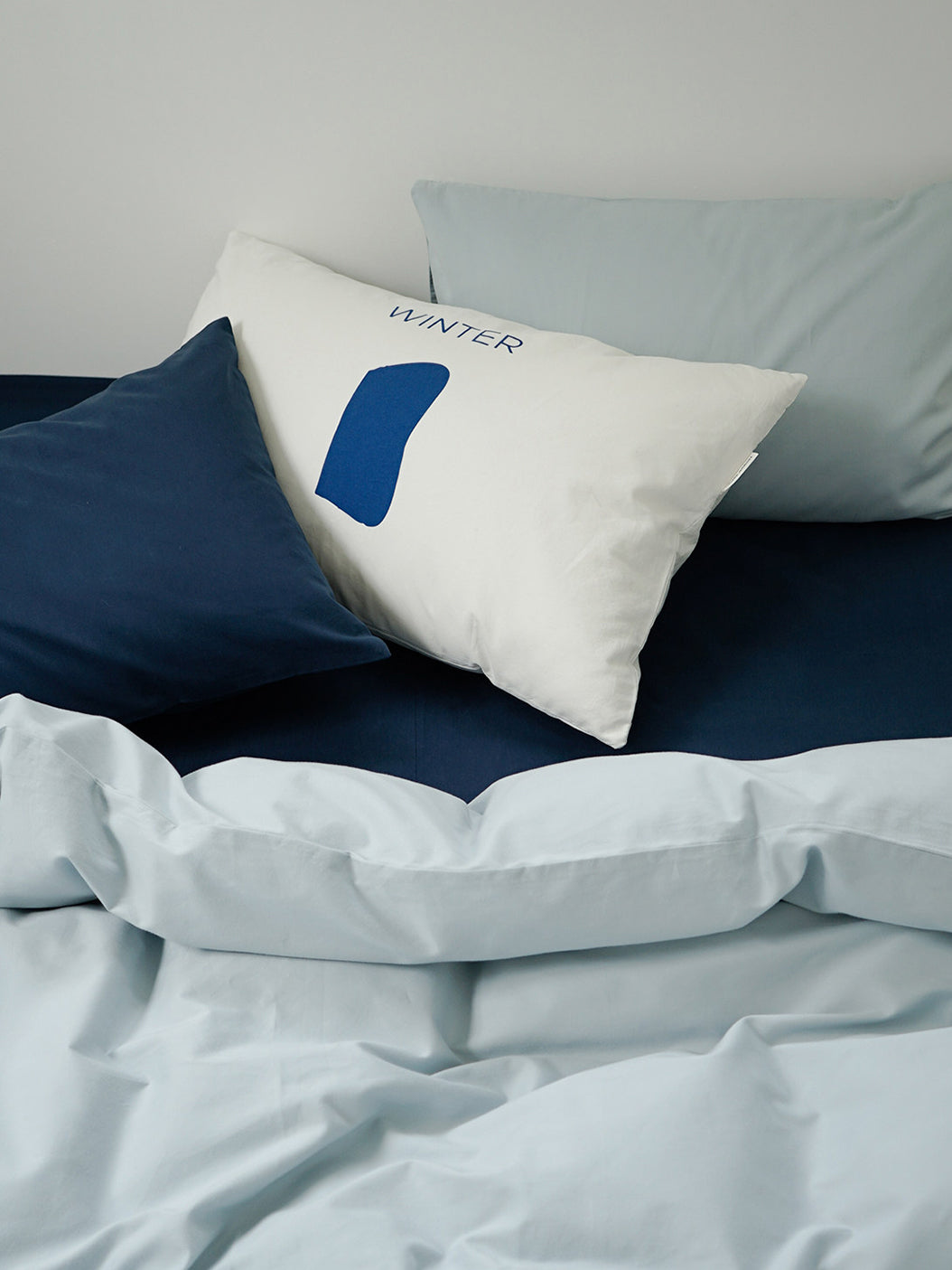 Blue Colorblock Brushed Bedding Set