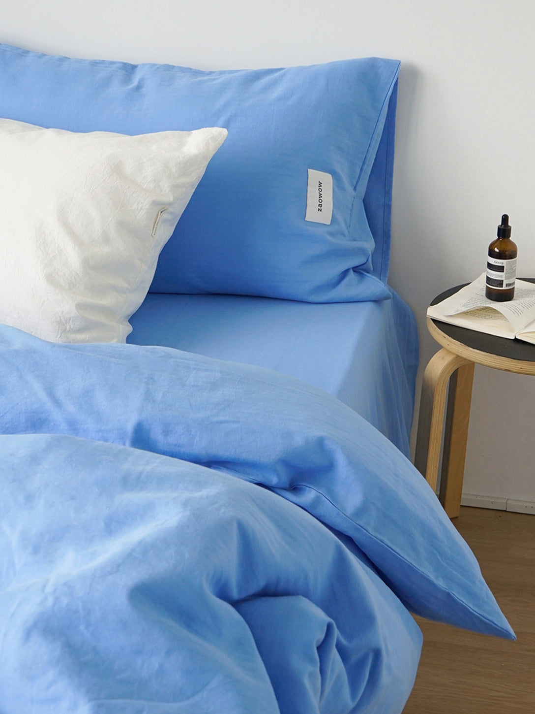 Textured German Blue Cotton Bedding Set