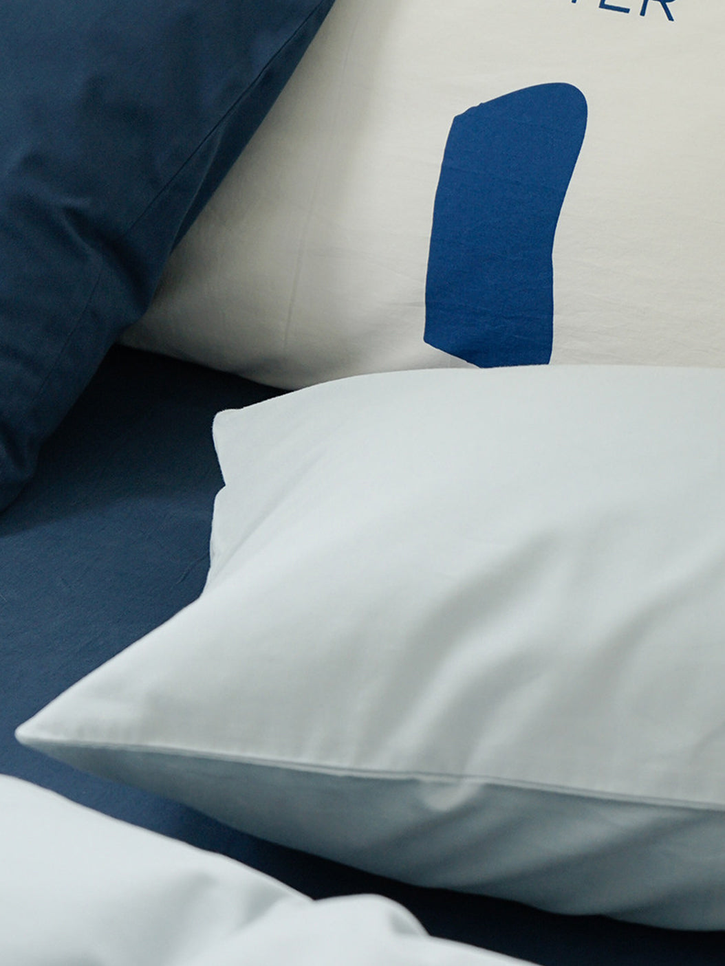 Blue Colorblock Brushed Bedding Set