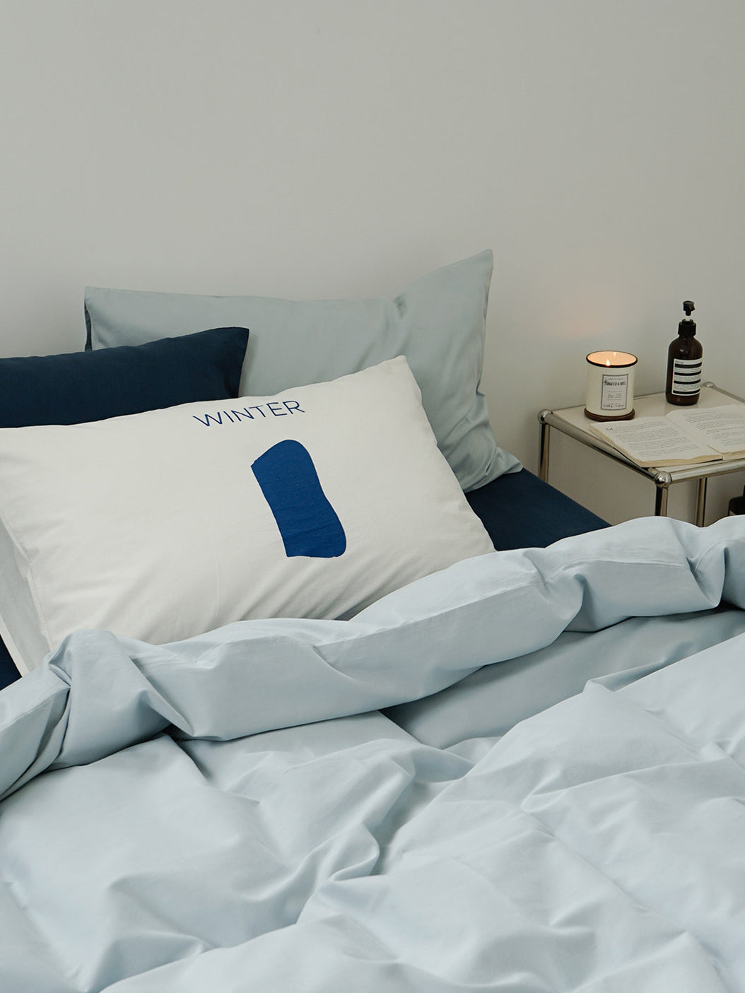Blue Colorblock Brushed Bedding Set