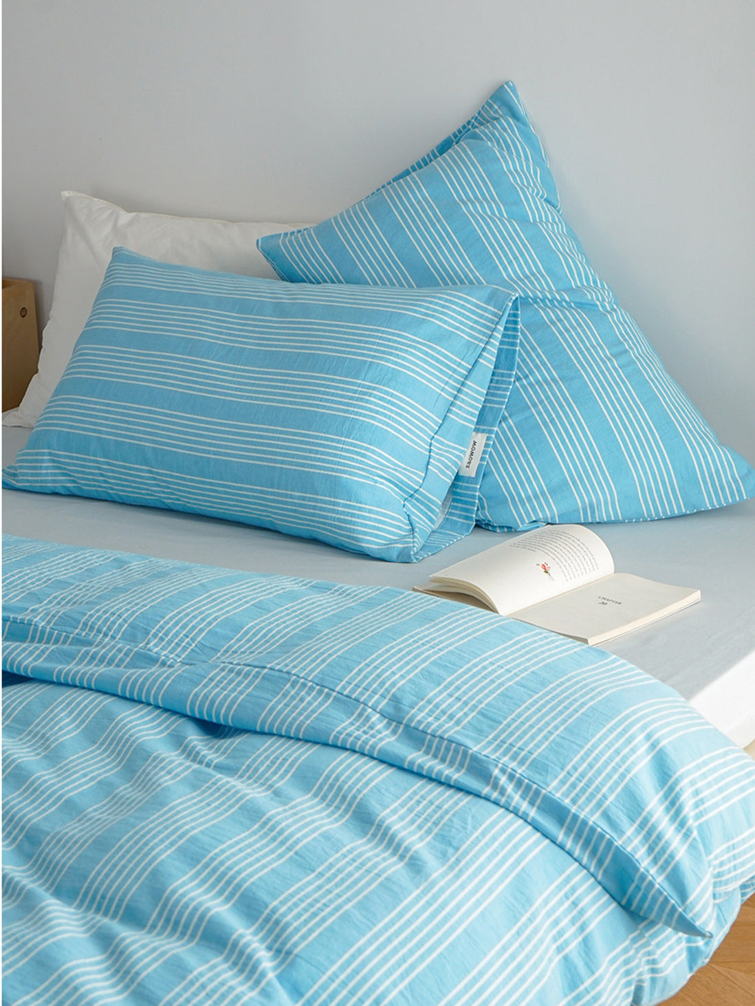 Blue Stripe Sateen Cotton Bedding Set