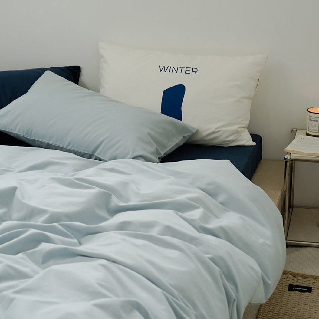 Blue Colorblock Brushed Bedding Set