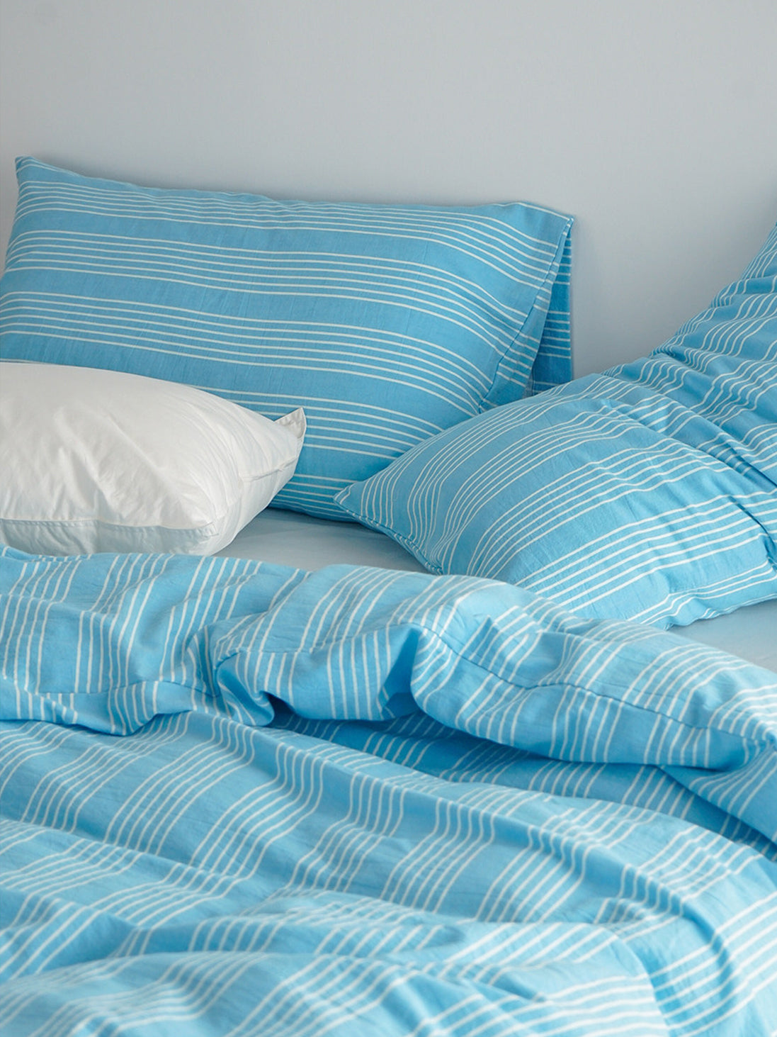 Blue Stripe Sateen Cotton Bedding Set