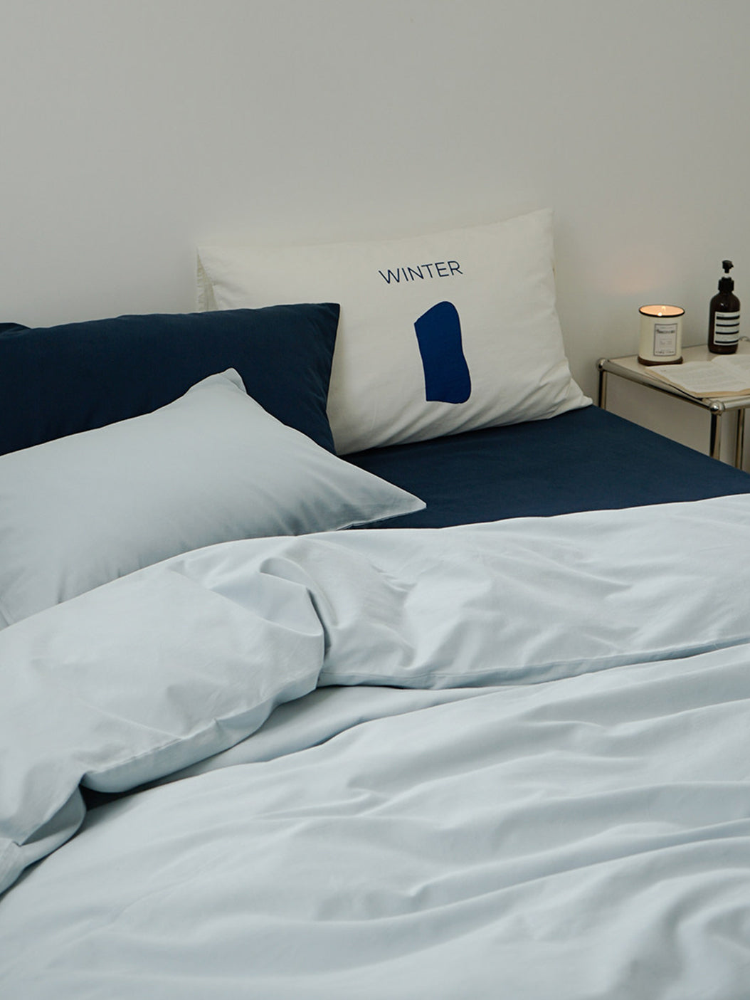 Blue Colorblock Brushed Bedding Set