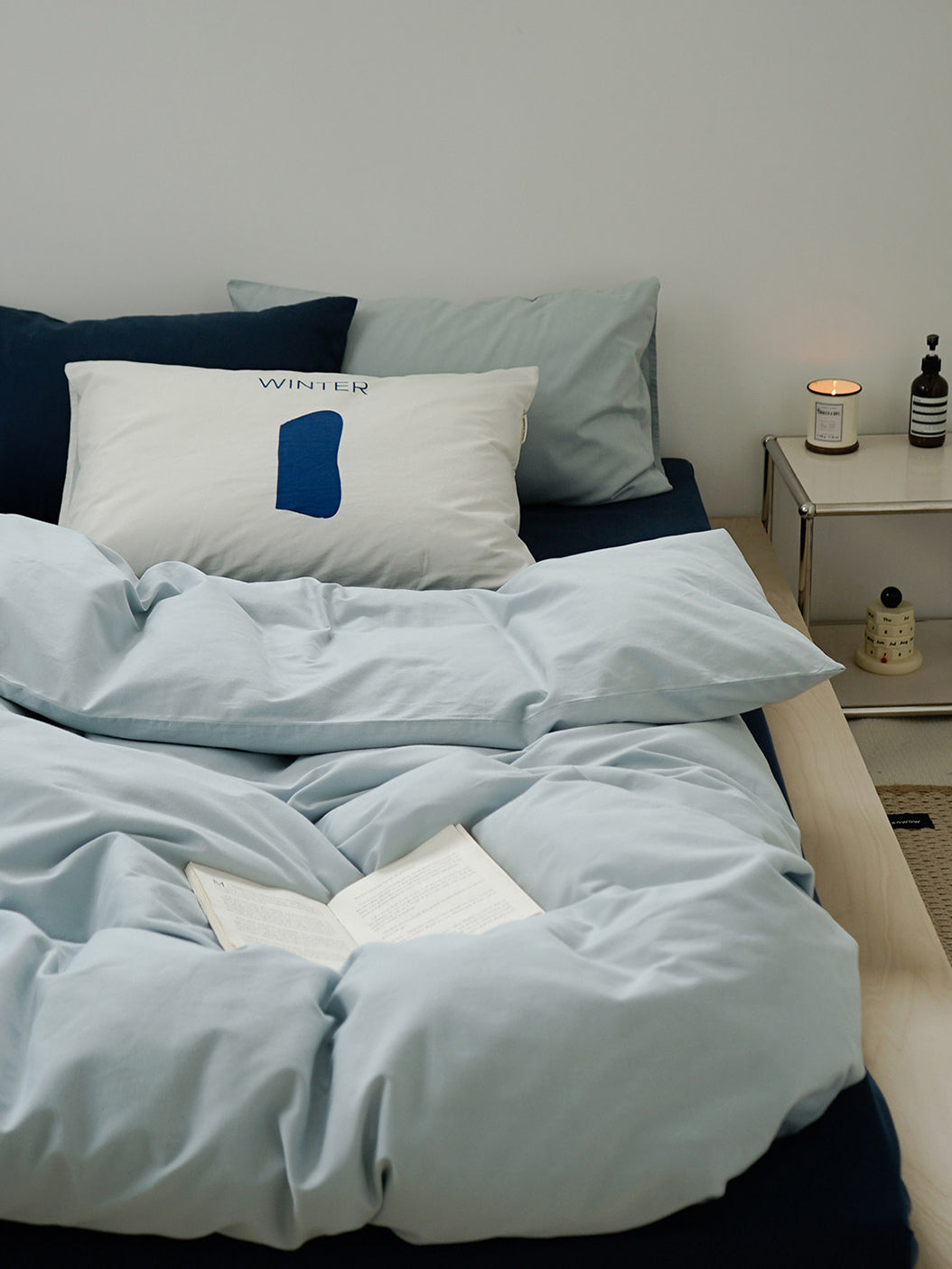 Blue Colorblock Brushed Bedding Set