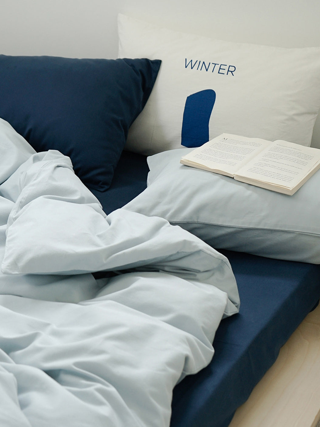 Blue Colorblock Brushed Bedding Set