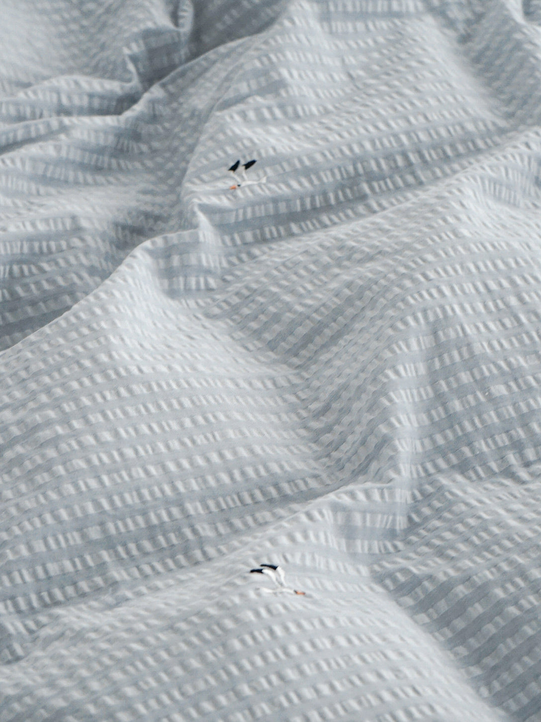 Seagull Embroidered Stripe Bedding Set