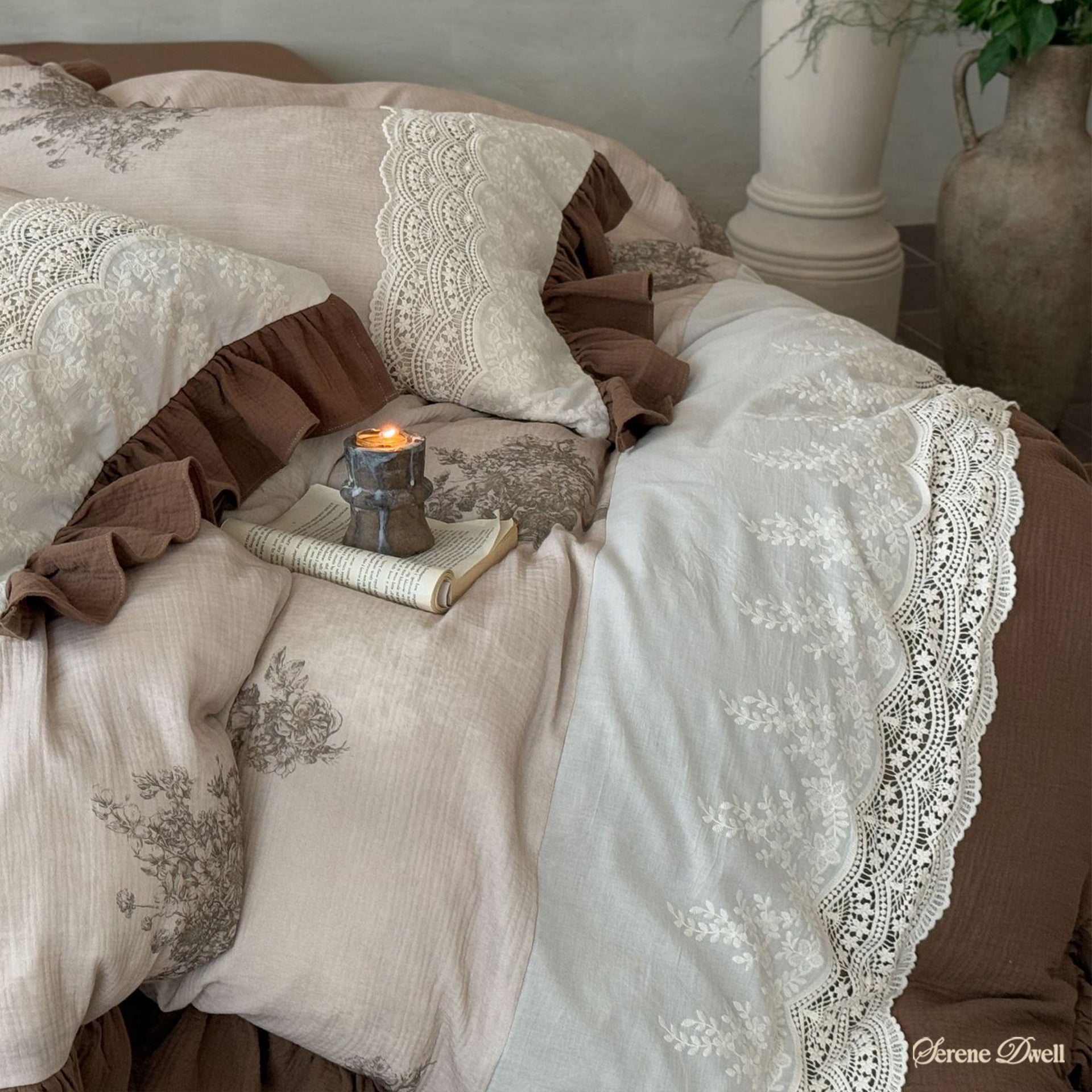 Cassia Embroidered Lace Bedding Set