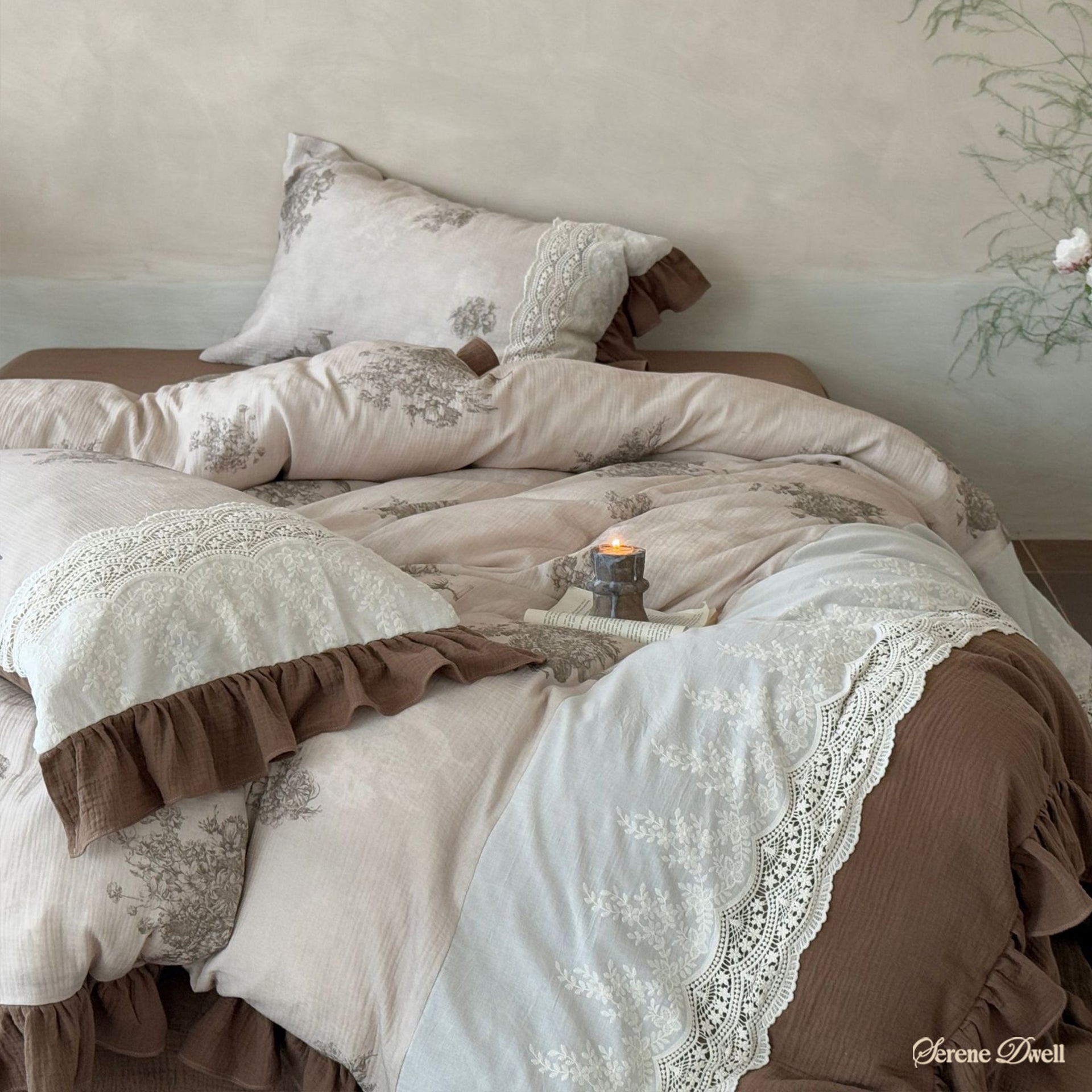 Cassia Embroidered Lace Bedding Set