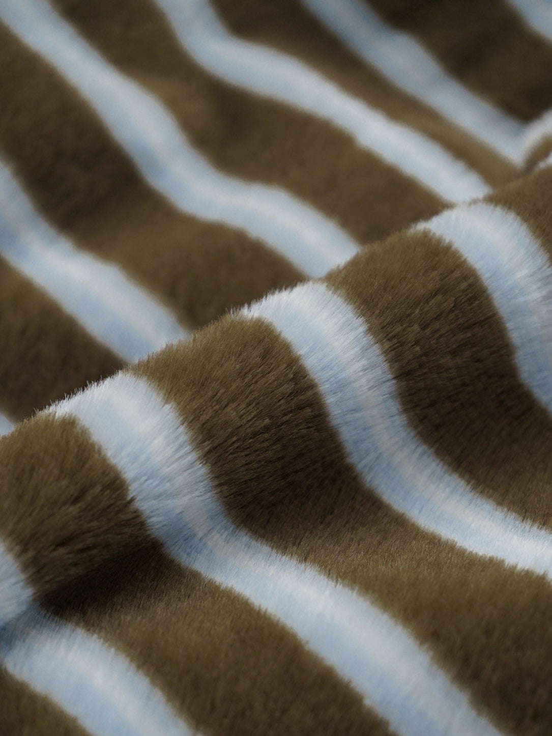 Faux Rabbit Fur Striped Bedding Set