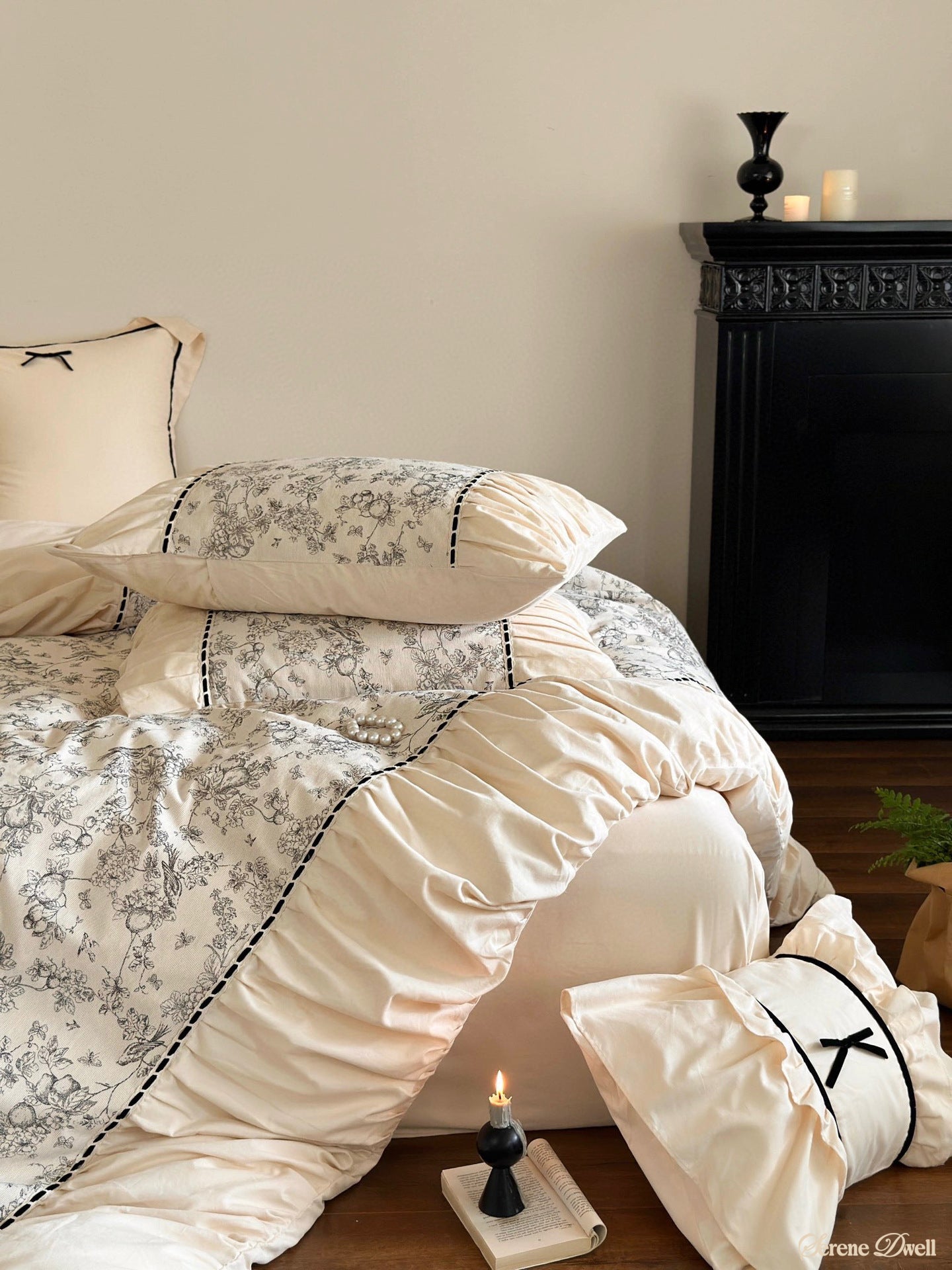 French Black Lace Bedding Set