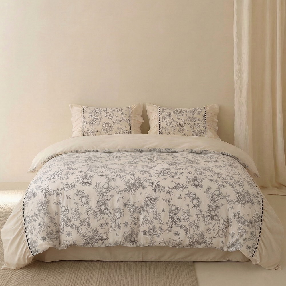 French Black Lace Bedding Set