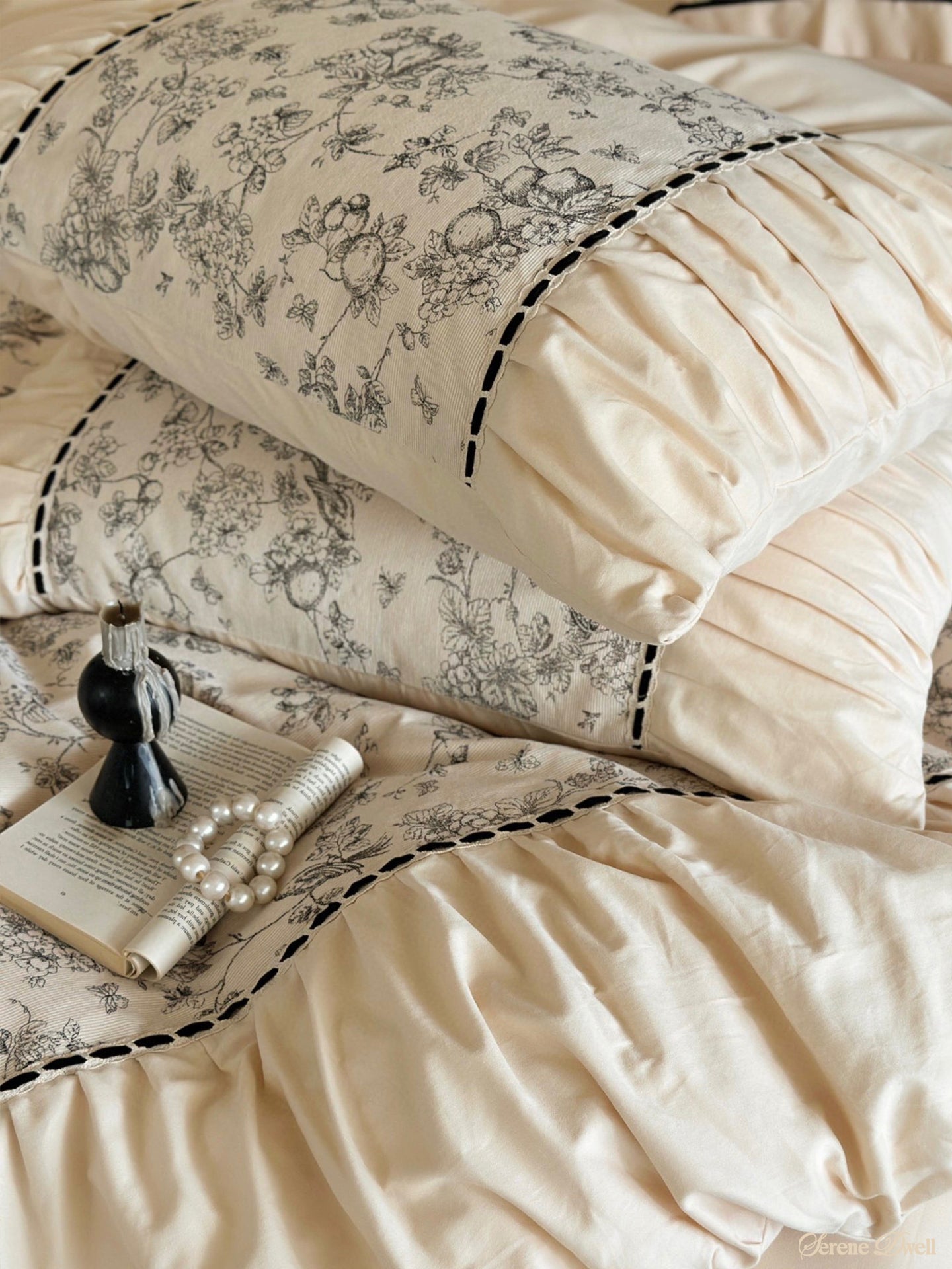 French Black Lace Bedding Set