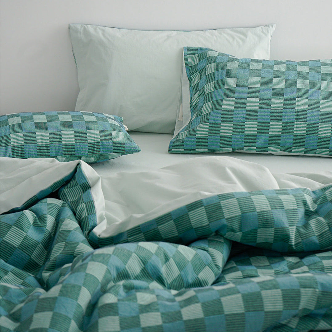 Vintage Jacquard Plaid Cotton Bedding Set