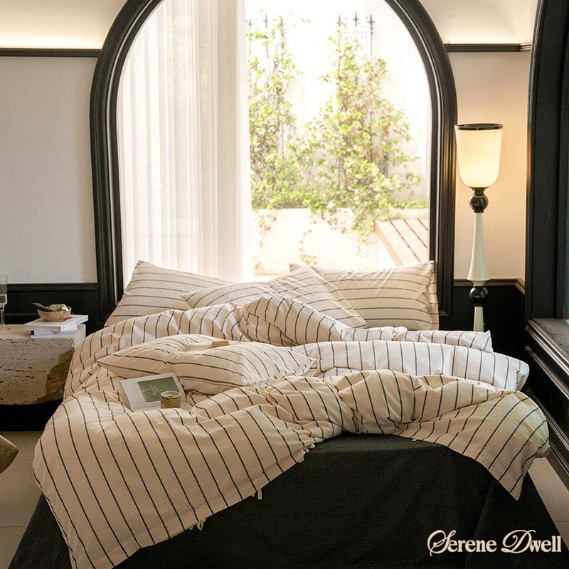 Minimalist Vertical Stripe Bow Ties Bedding Set