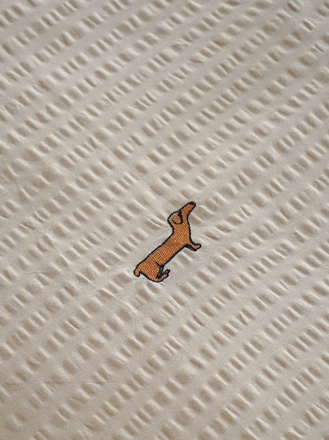 Embroidered Dachshund Seersucker Bedding Set