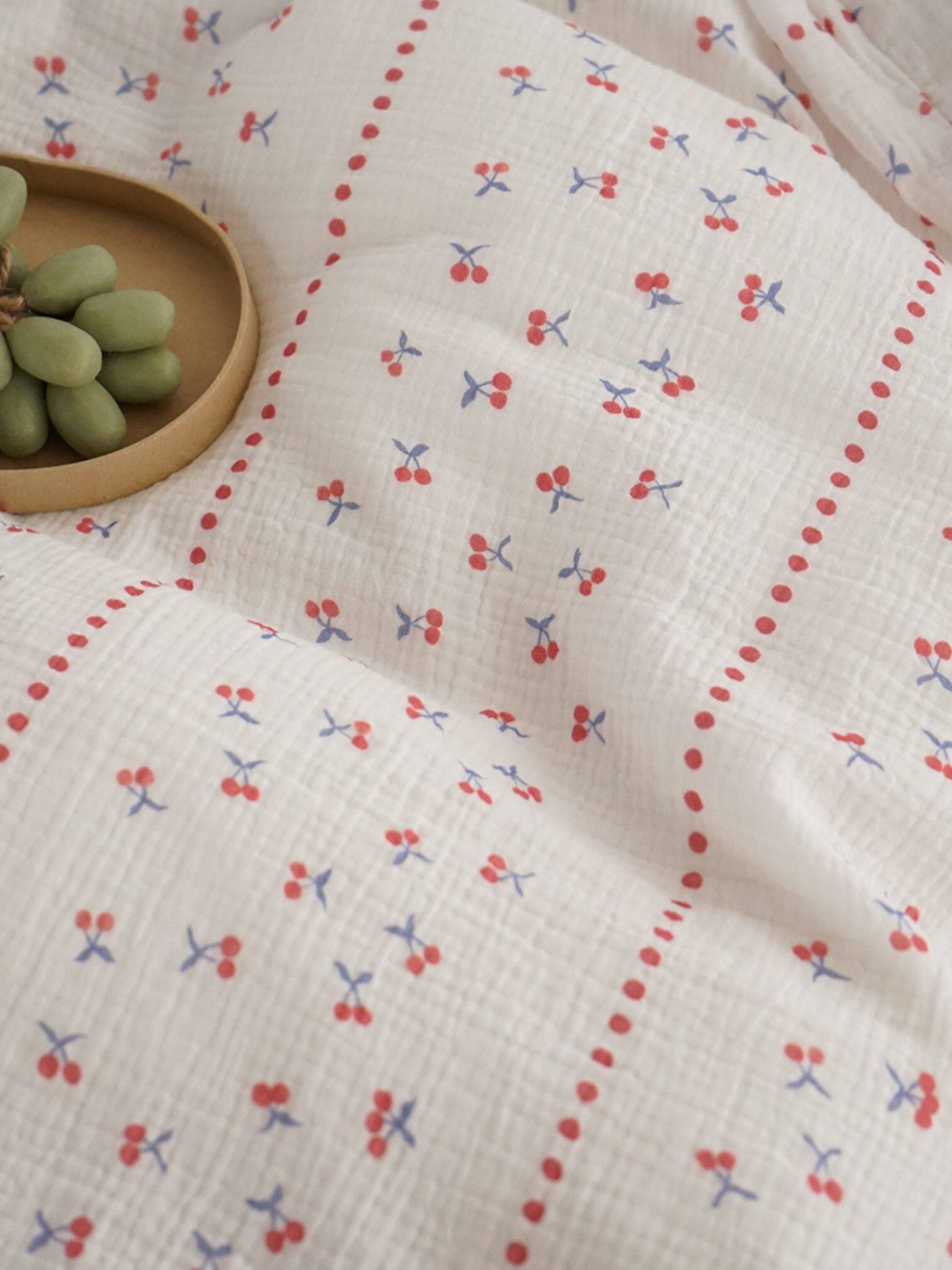 Cherry Print Double Gauze Bedding Set