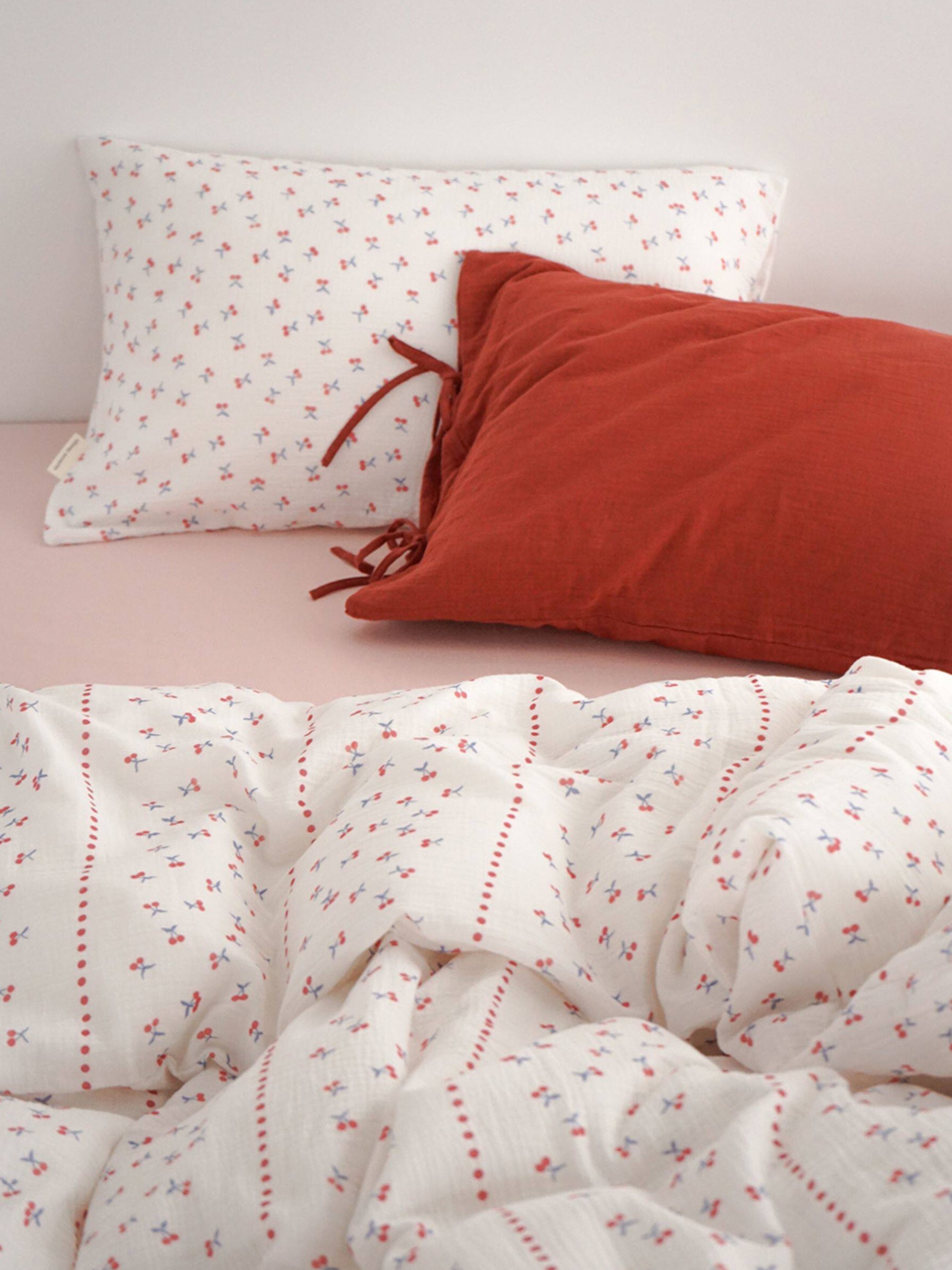Cherry Print Double Gauze Bedding Set