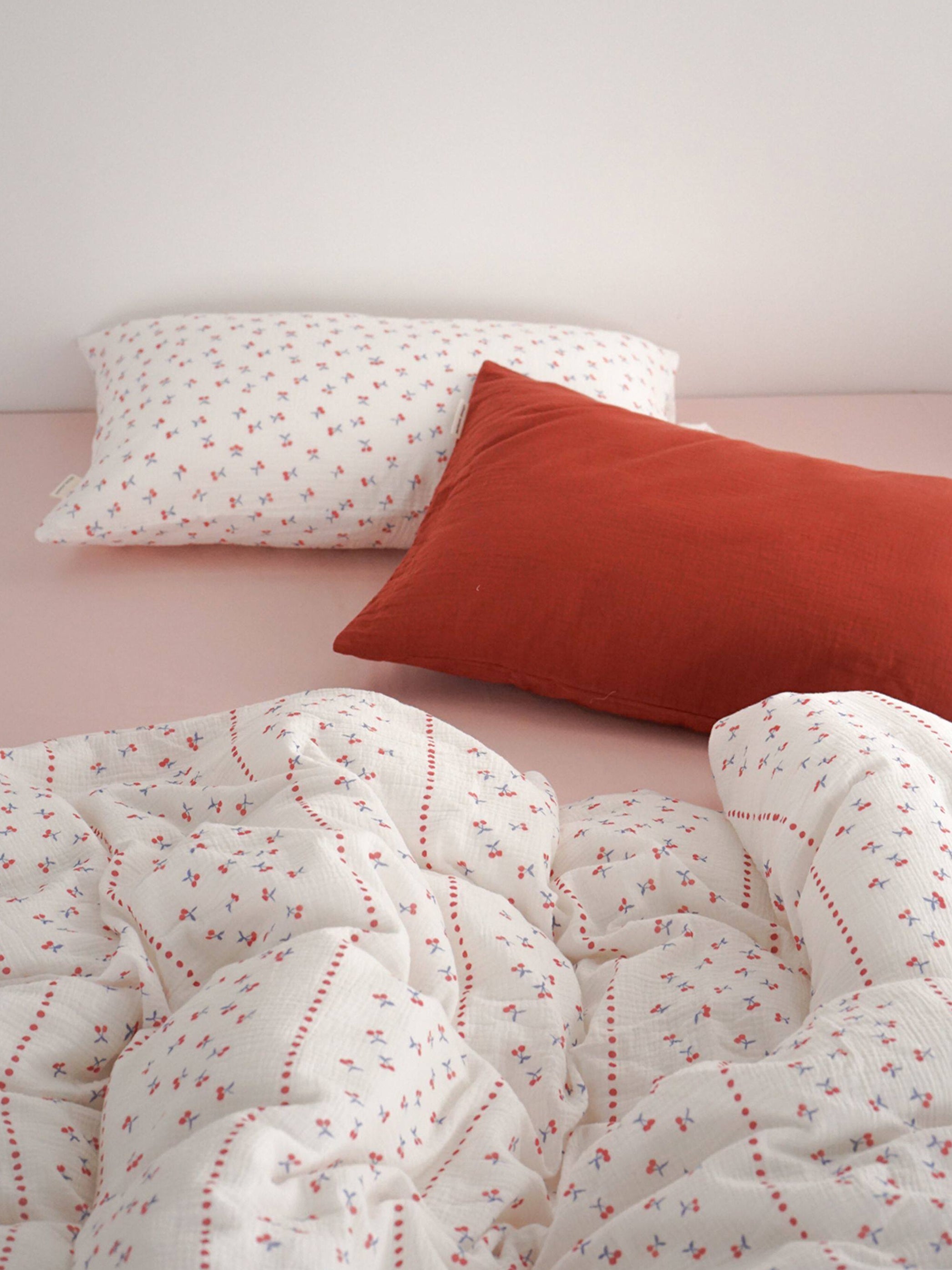 Cherry Print Double Gauze Bedding Set
