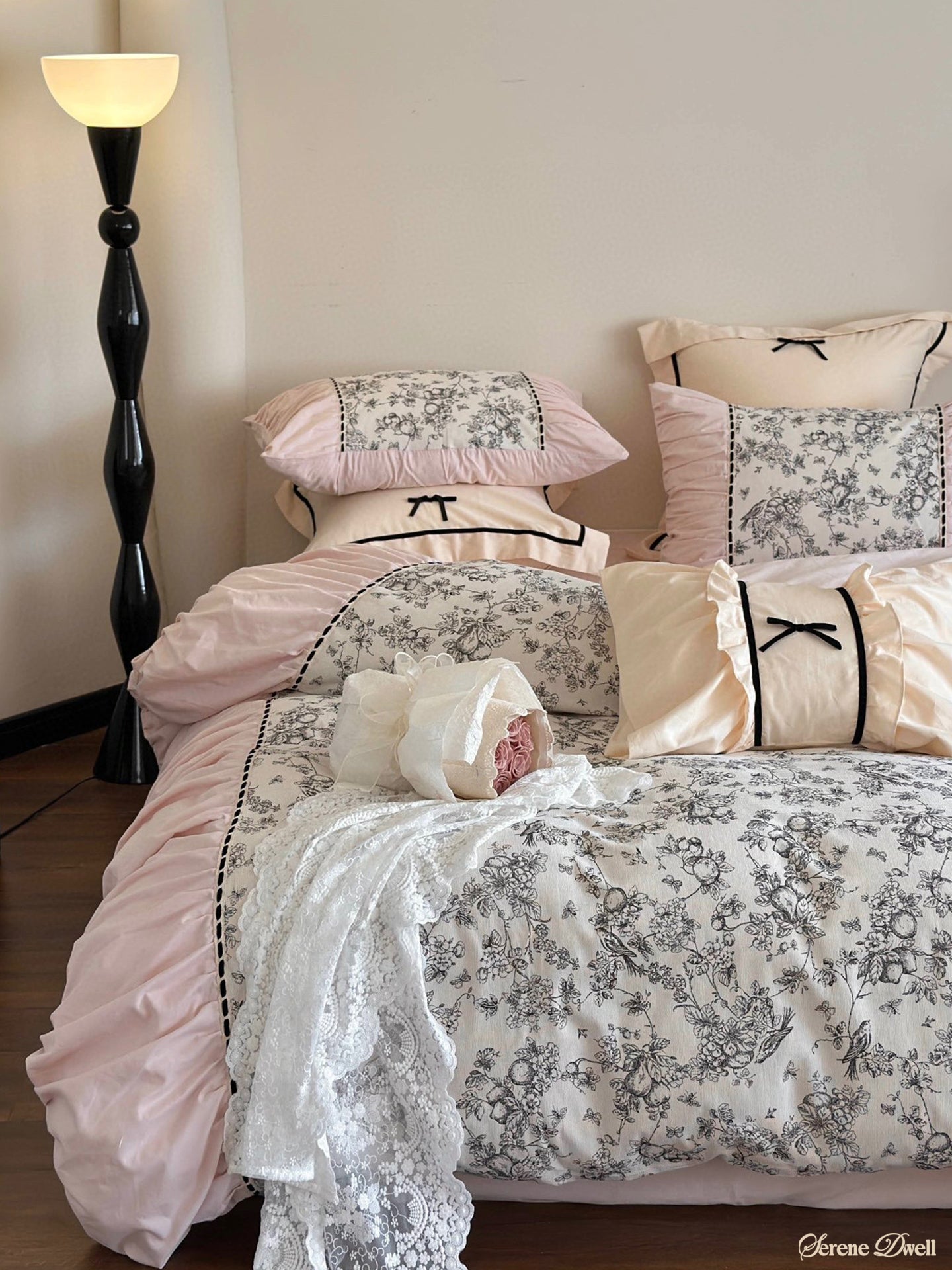 French Black Lace Bedding Set