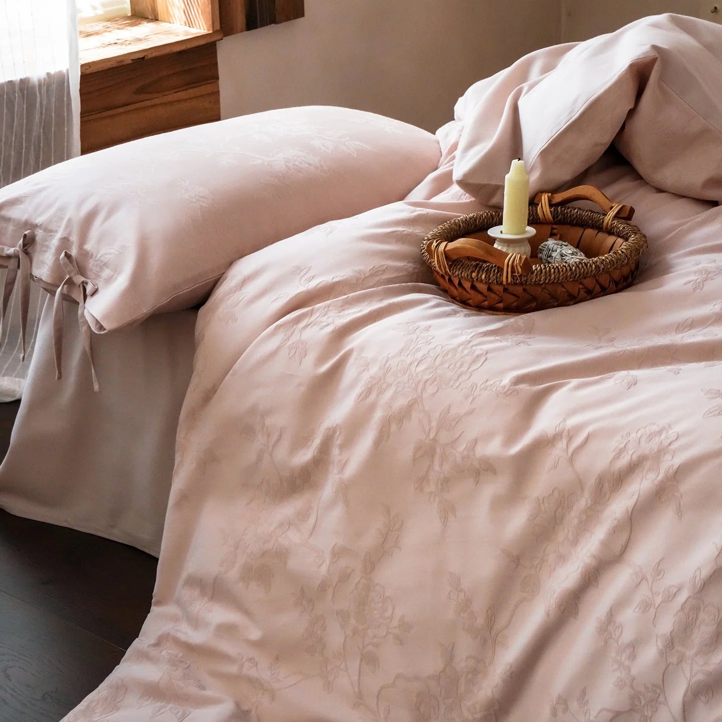 Liora Ribbon Bow Tied Floral Bedding Set