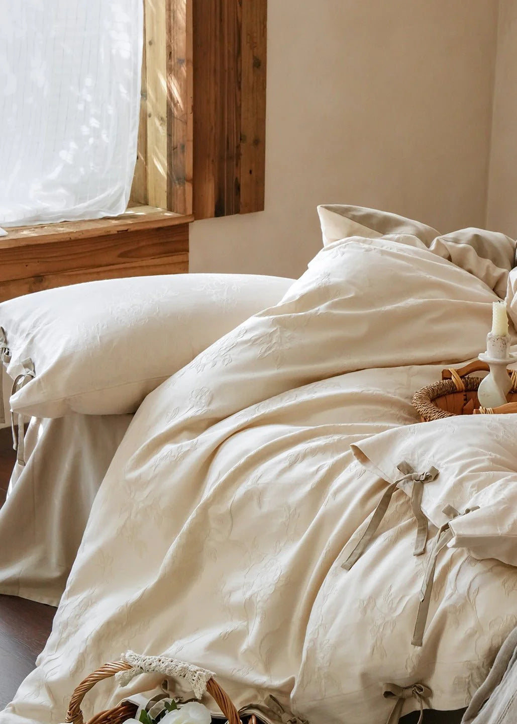 Liora Ribbon Bow Tied Floral Bedding Set