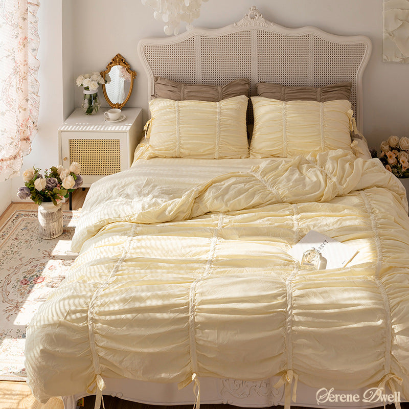 Coquette Ruffle Bedding Set with Ties