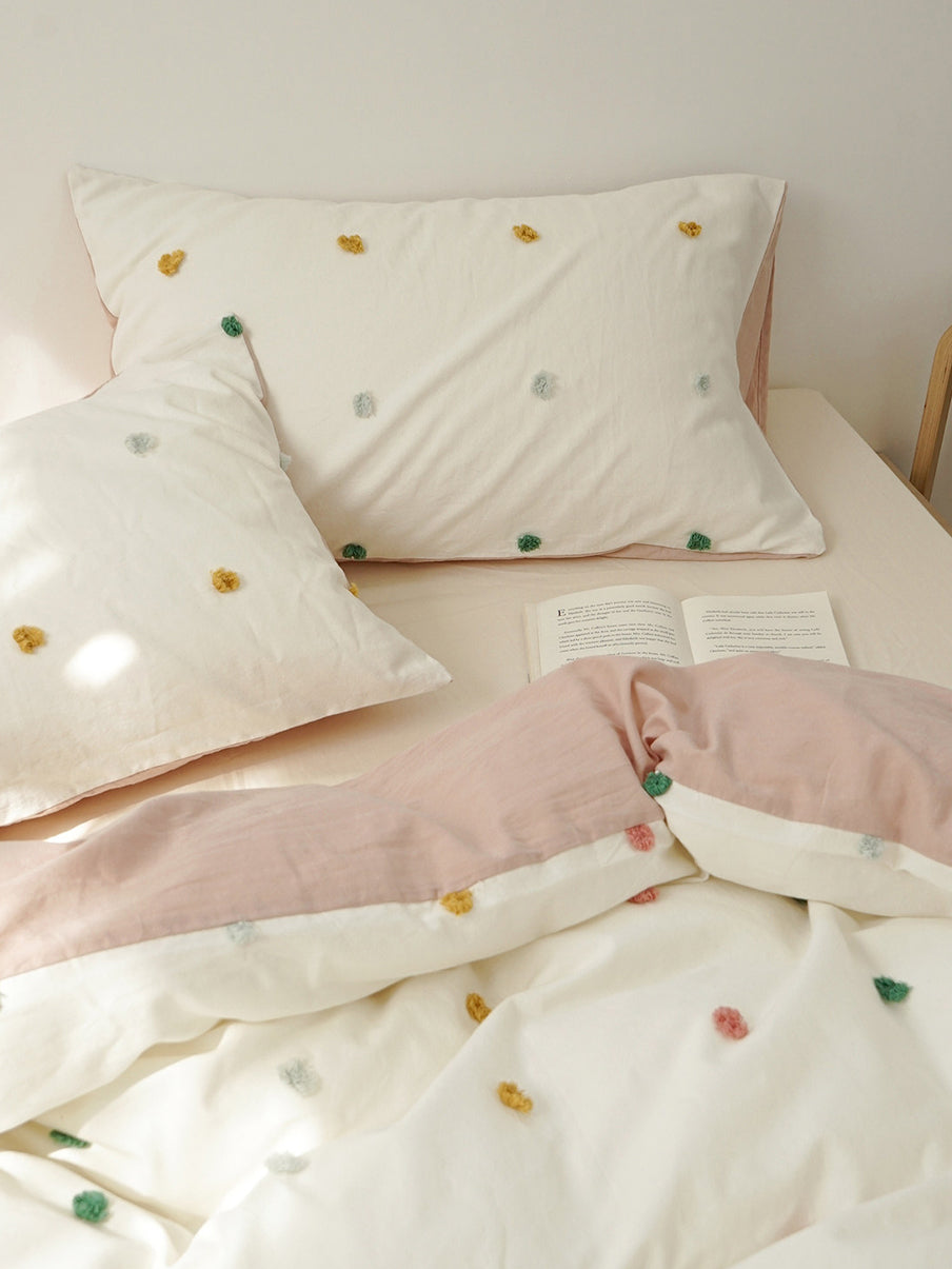 Textured Color Tufted Cotton Bedding Set