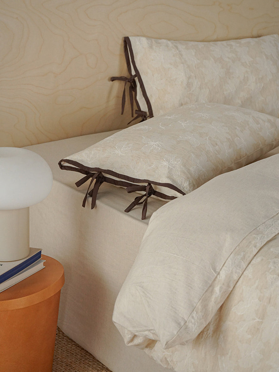 Linen Blend Textured Jacquard Bedding Set
