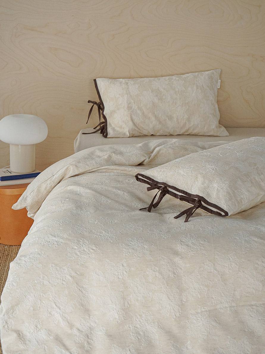 Linen Blend Textured Jacquard Bedding Set
