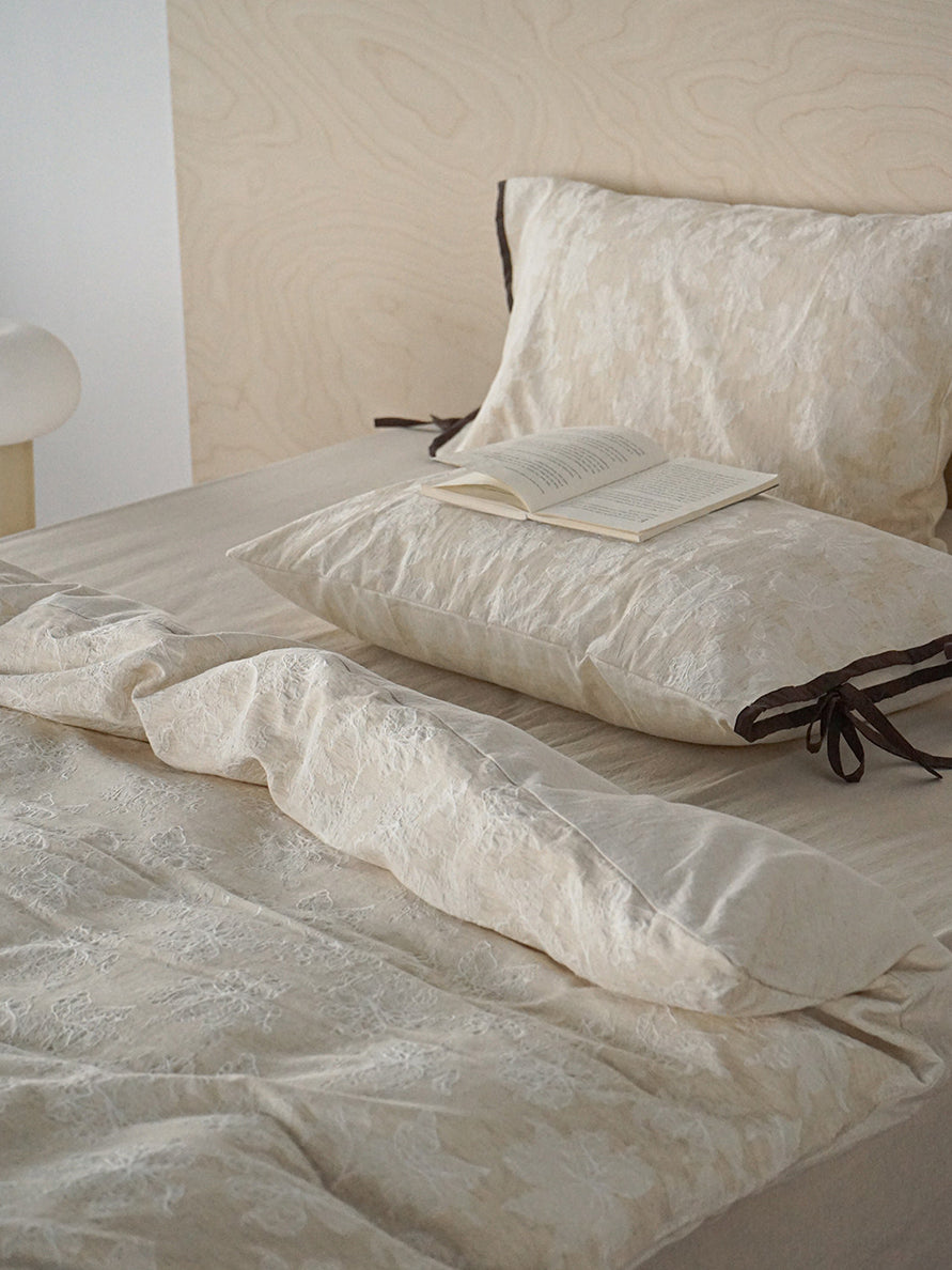 Linen Blend Textured Jacquard Bedding Set