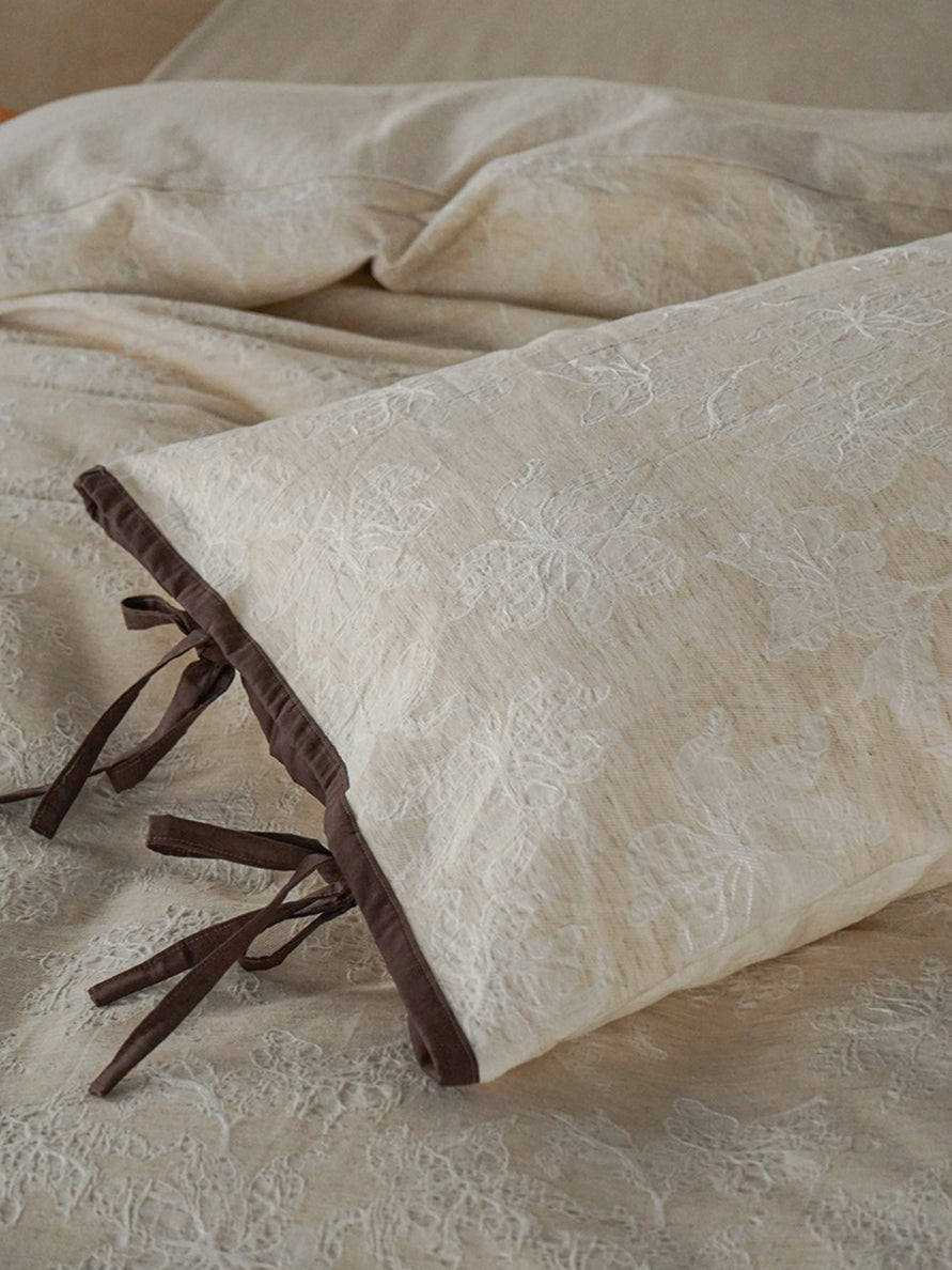 Linen Blend Textured Jacquard Bedding Set