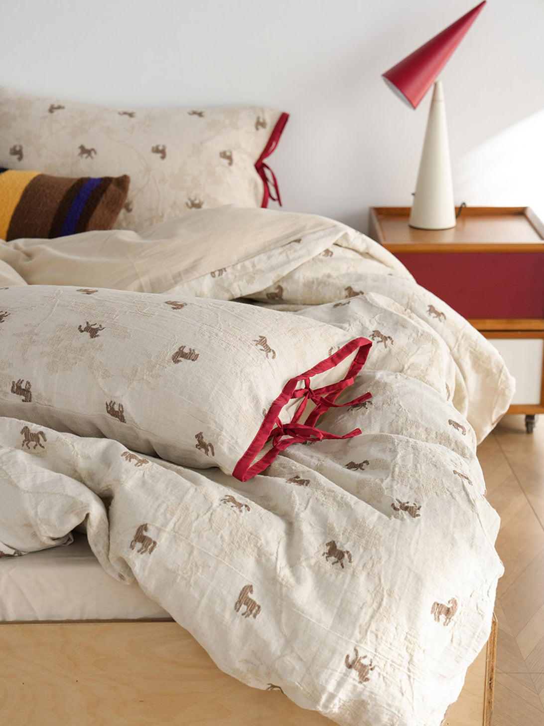 Linen Blend Jacquard Horse Bedding Set