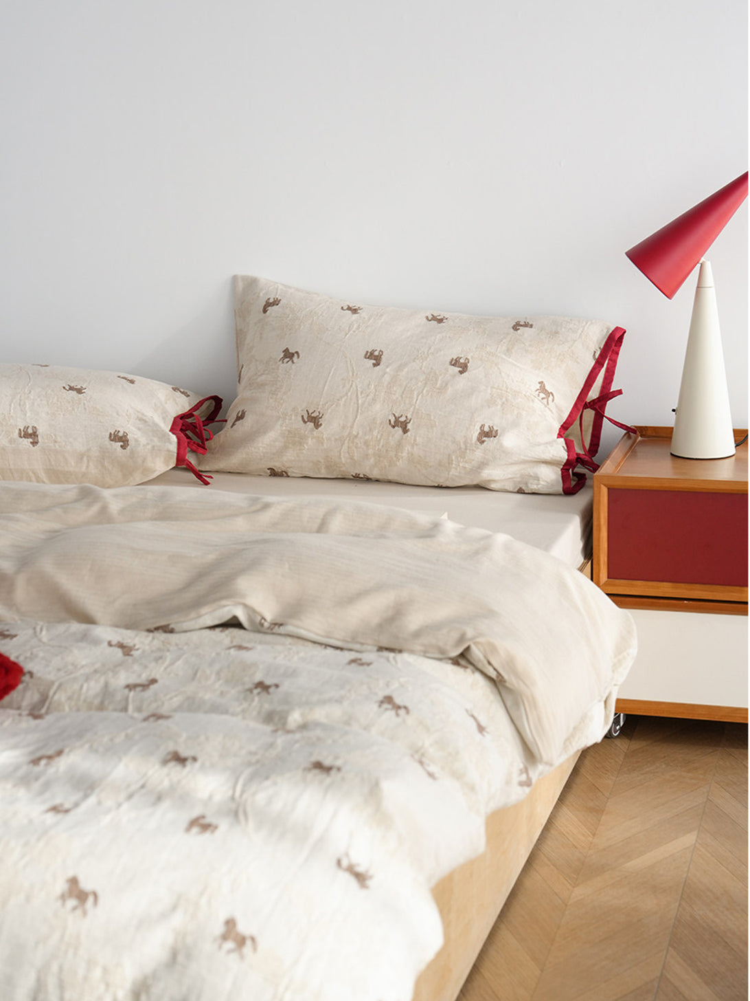 Linen Blend Jacquard Horse Bedding Set
