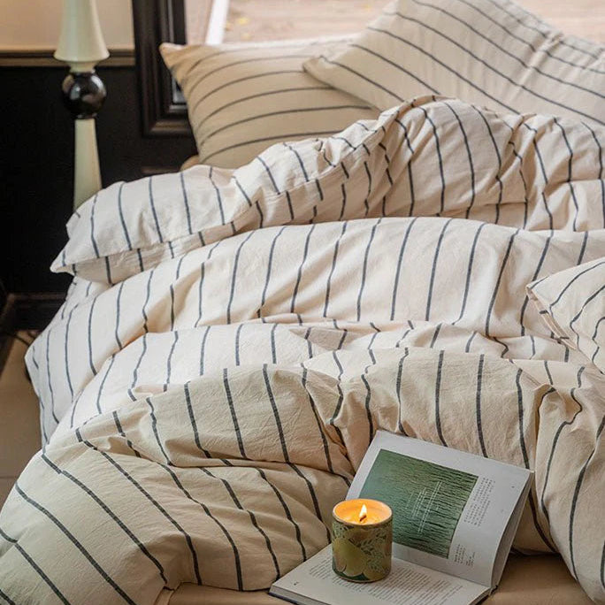 Minimalist Vertical Stripe Bow Ties Bedding Set