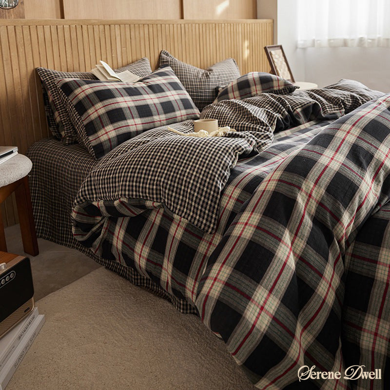 British Vintage Plaid Bedding Set