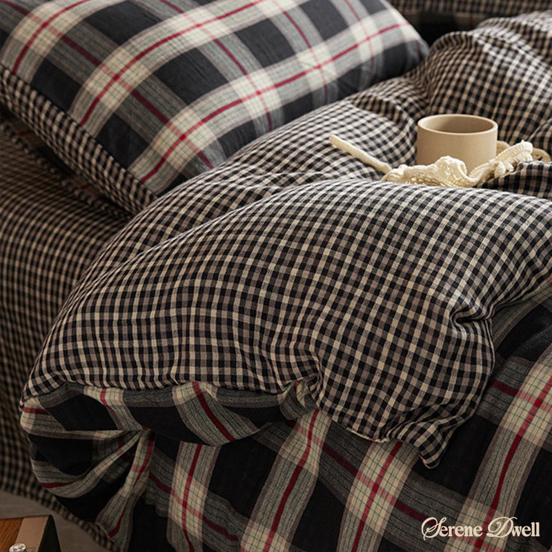 British Vintage Plaid Bedding Set