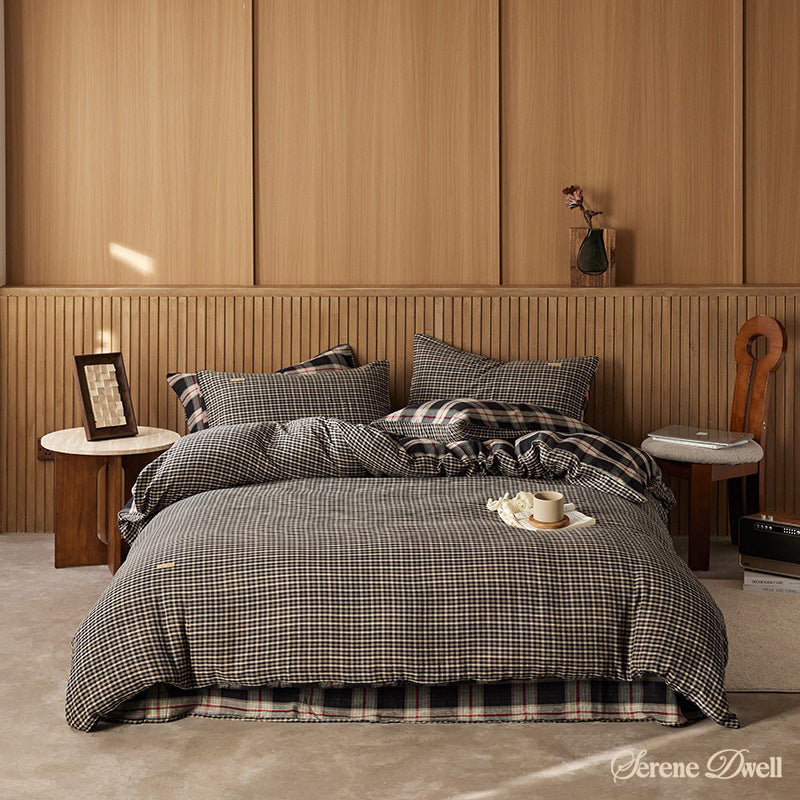 British Vintage Plaid Bedding Set