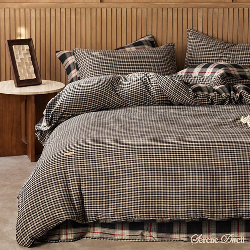 British Vintage Plaid Bedding Set