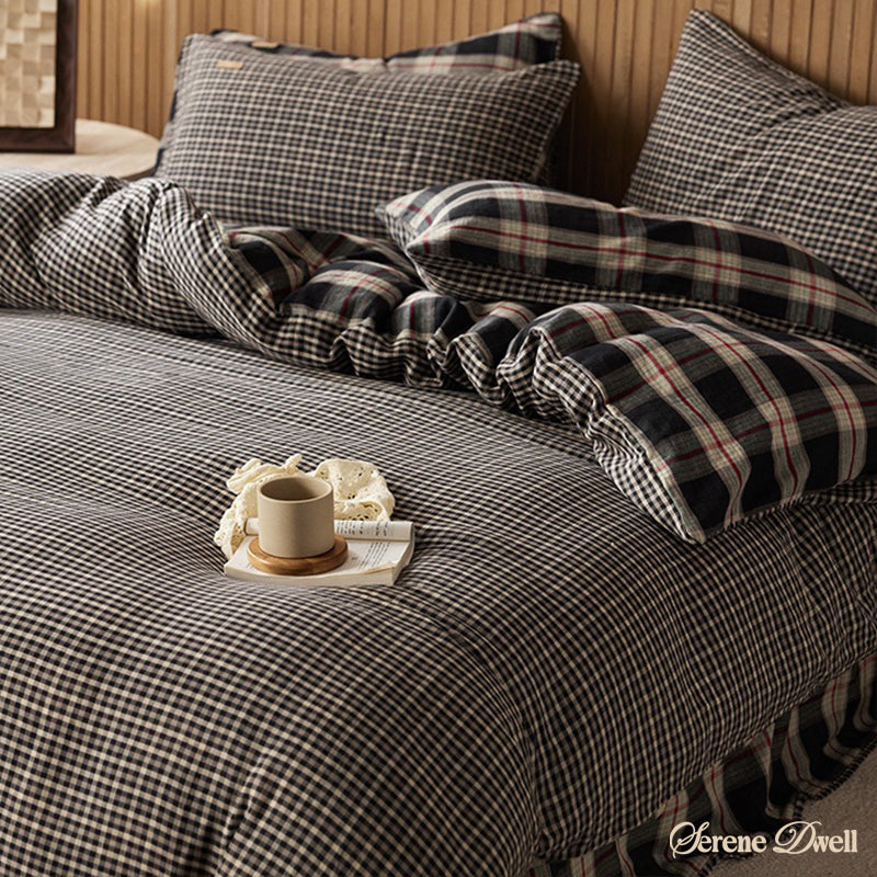 British Vintage Plaid Bedding Set