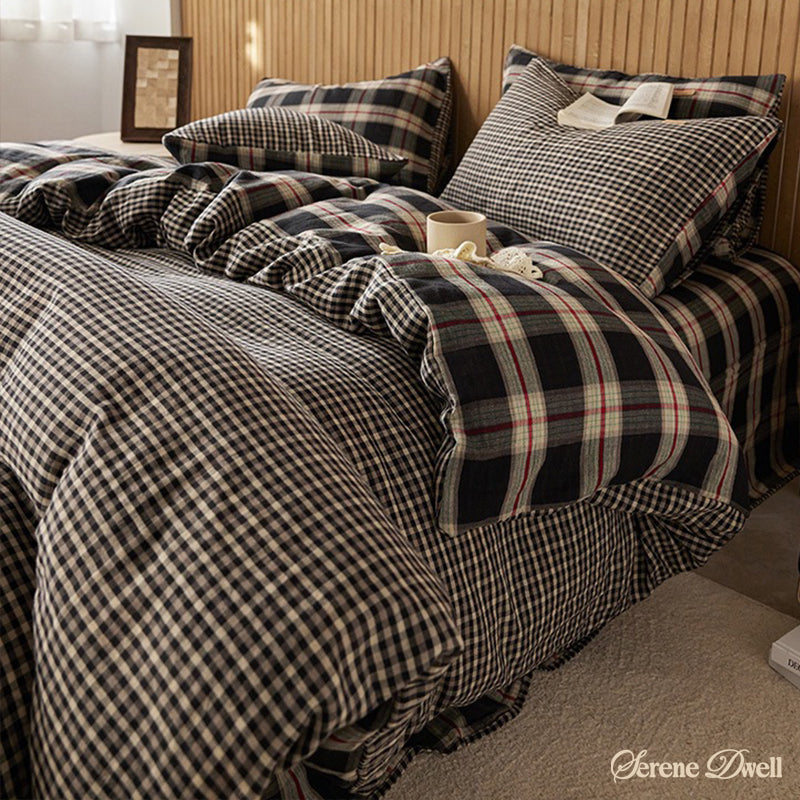 British Vintage Plaid Bedding Set