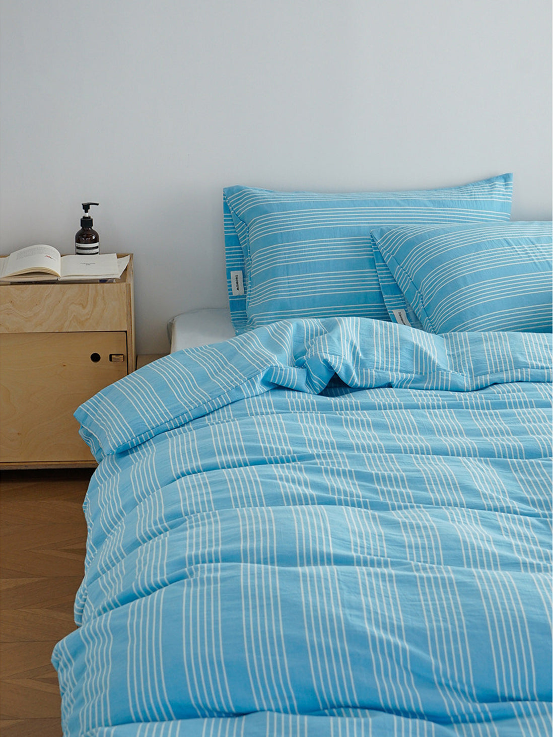 Blue Stripe Sateen Cotton Bedding Set