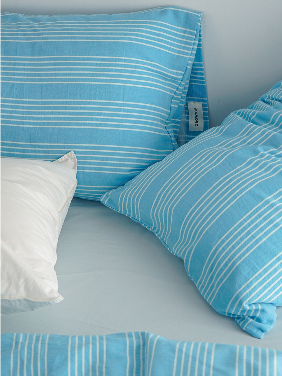 Blue Stripe Sateen Cotton Bedding Set