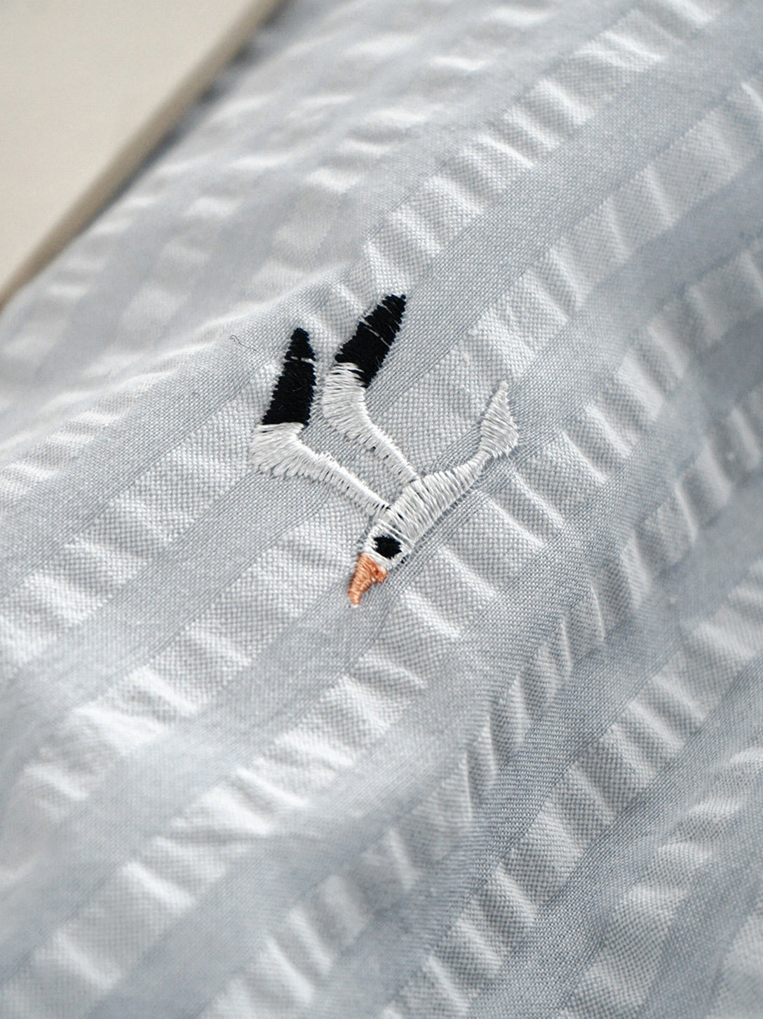 Seagull Embroidered Stripe Bedding Set