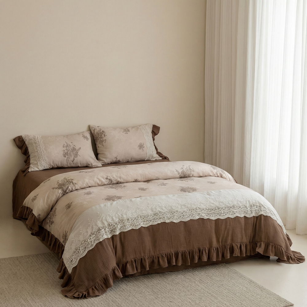 Cassia Embroidered Lace Bedding Set